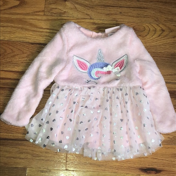 Little Lass UNICORN peplum hearts ur Shirt pants Pink  Girls 2pc Pant Set 24M - Picture 5 of 13